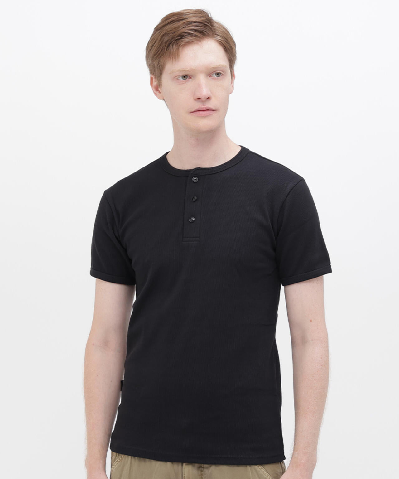 《DAILY/デイリー》RIB S/S HENLEY NECK T-SHIRT