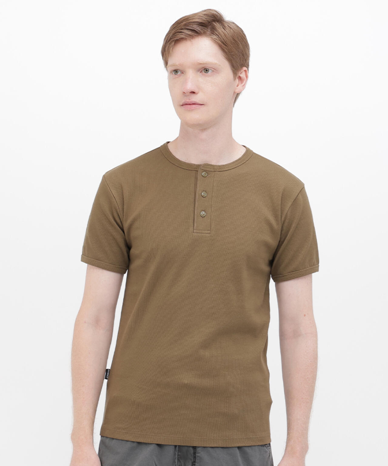 《DAILY/デイリー》RIB S/S HENLEY NECK T-SHIRT