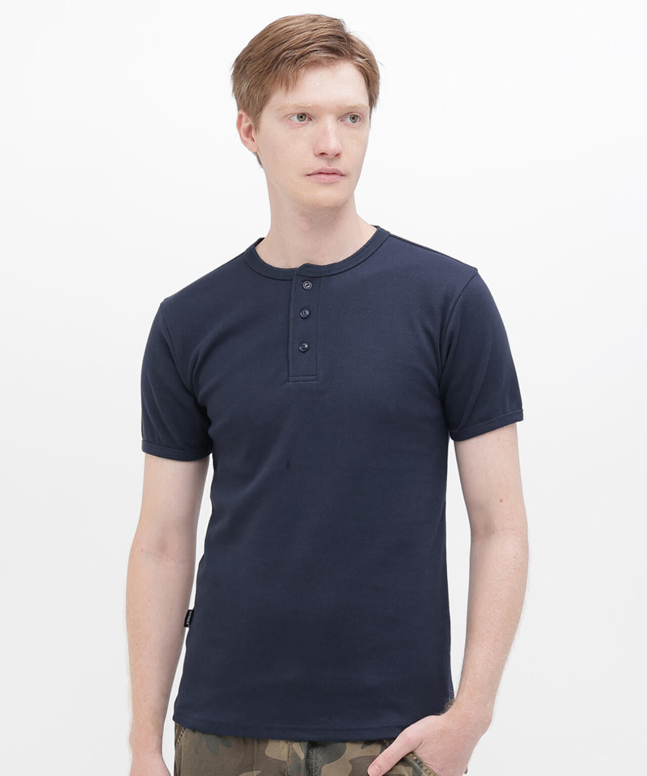 《DAILY/デイリー》RIB S/S HENLEY NECK T-SHIRT