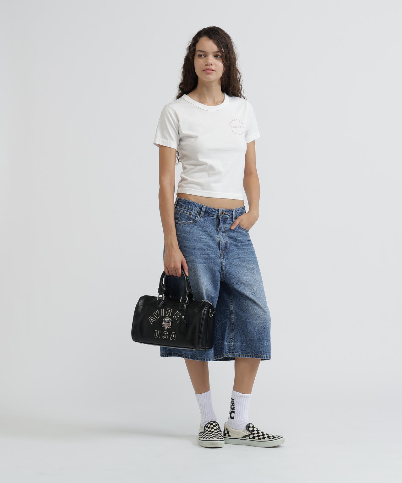 VARSITY LEATHER MINI DUFFLE BAG/バーシティーミニダッフルバッグ