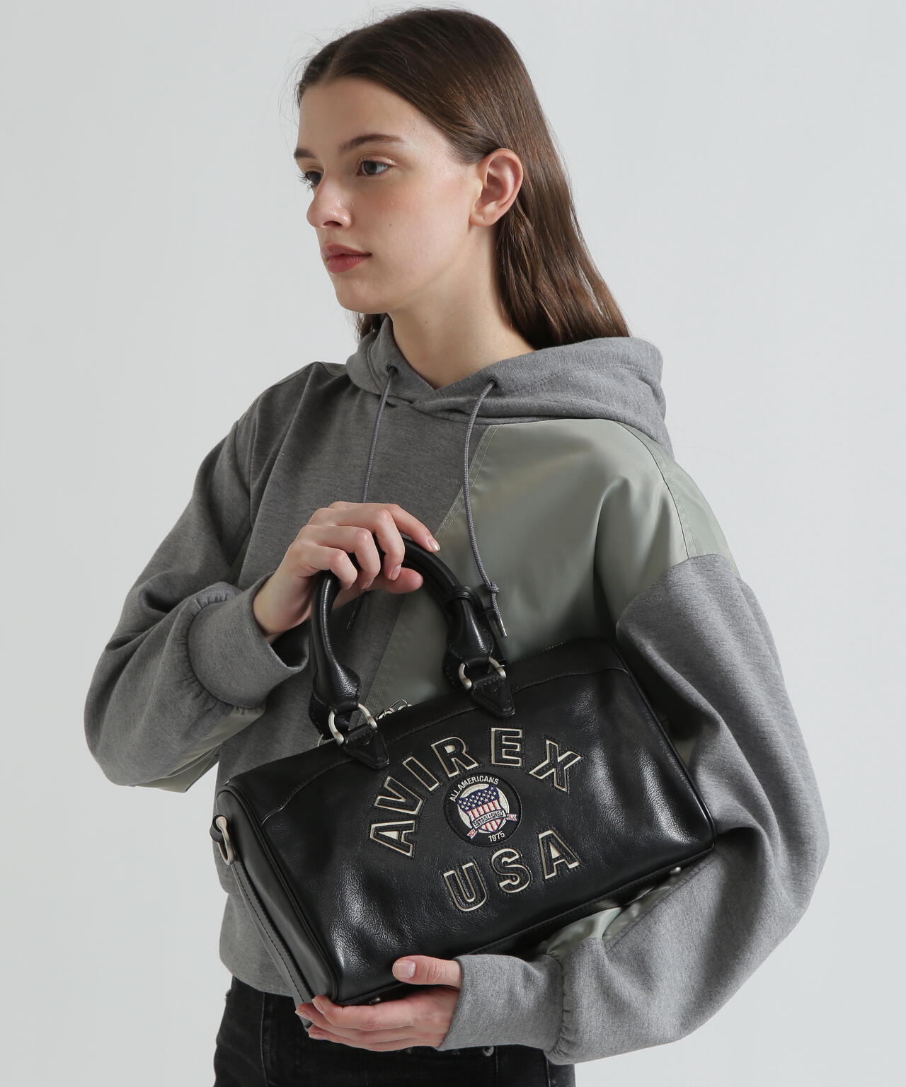 VARSITY LEATHER MINI DUFFLE BAG/バーシティーミニダッフルバッグ