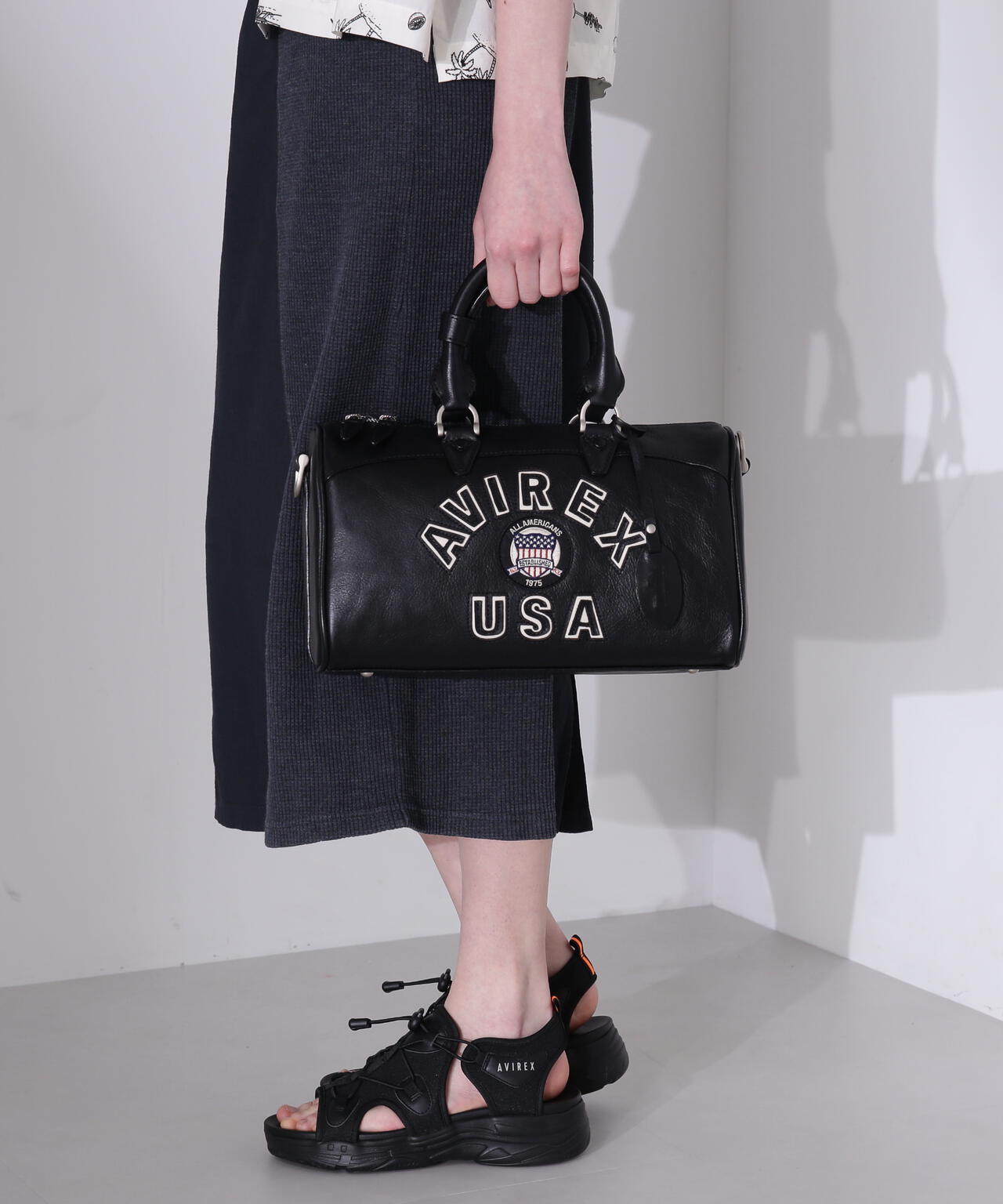 VARSITY LEATHER MINI DUFFLE BAG/バーシティーミニダッフルバッグ