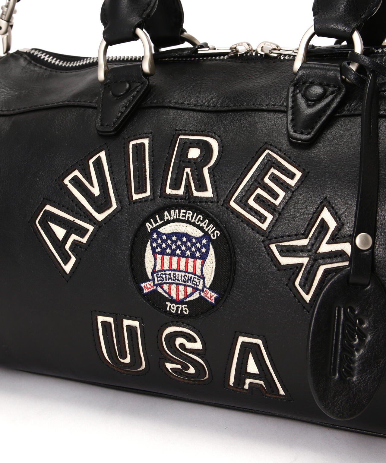 VARSITY LEATHER MINI DUFFLE BAG/バーシティーミニダッフルバッグ