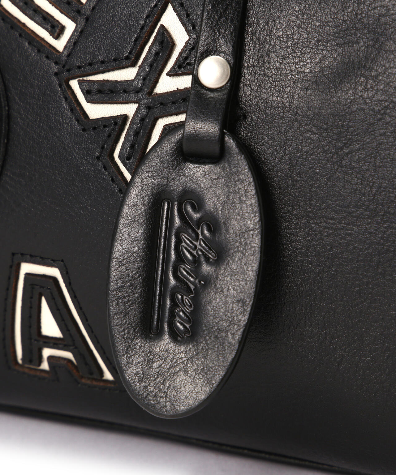 VARSITY LEATHER MINI DUFFLE BAG/バーシティーミニダッフルバッグ