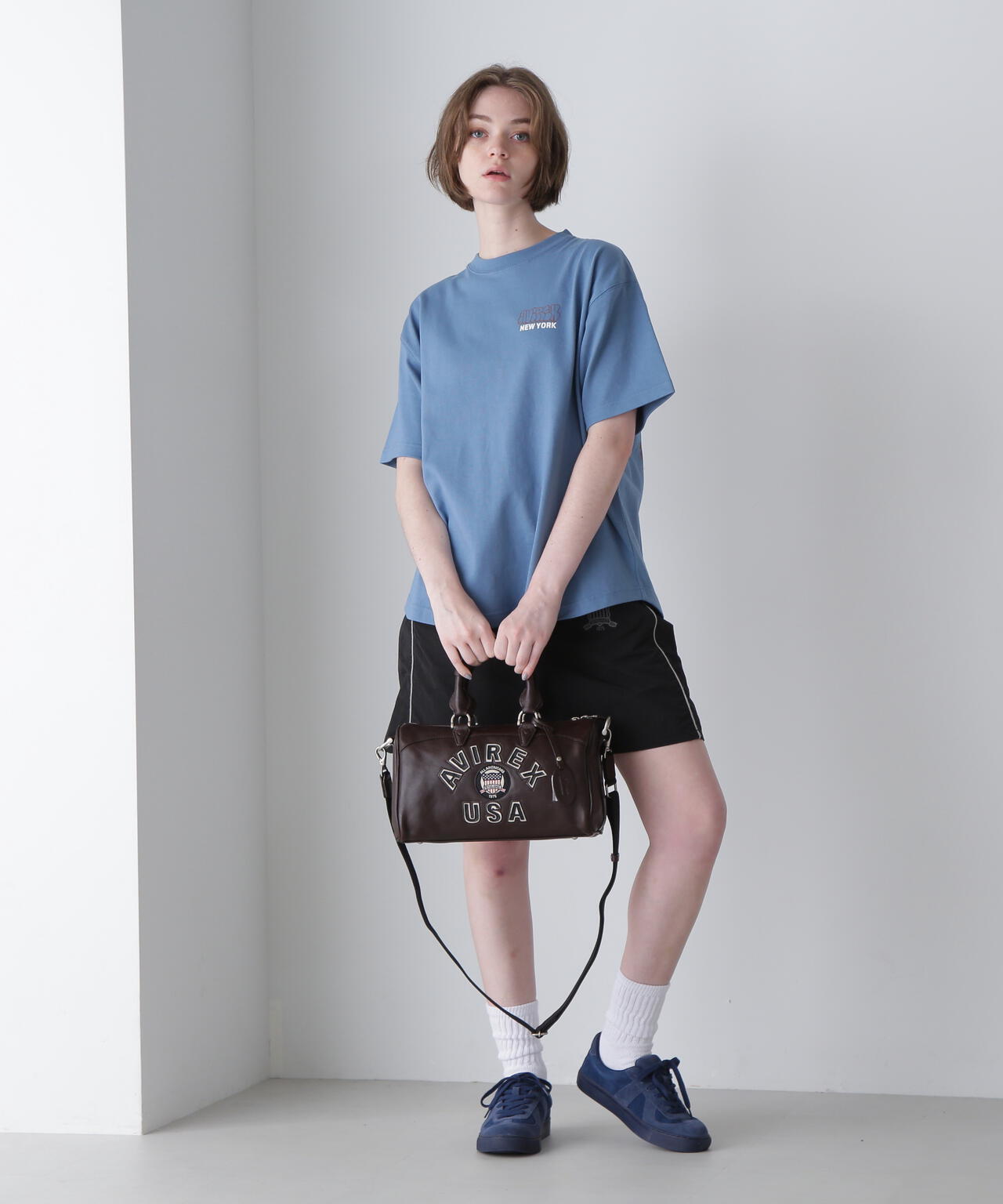 VARSITY LEATHER MINI DUFFLE BAG/バーシティーミニダッフルバッグ