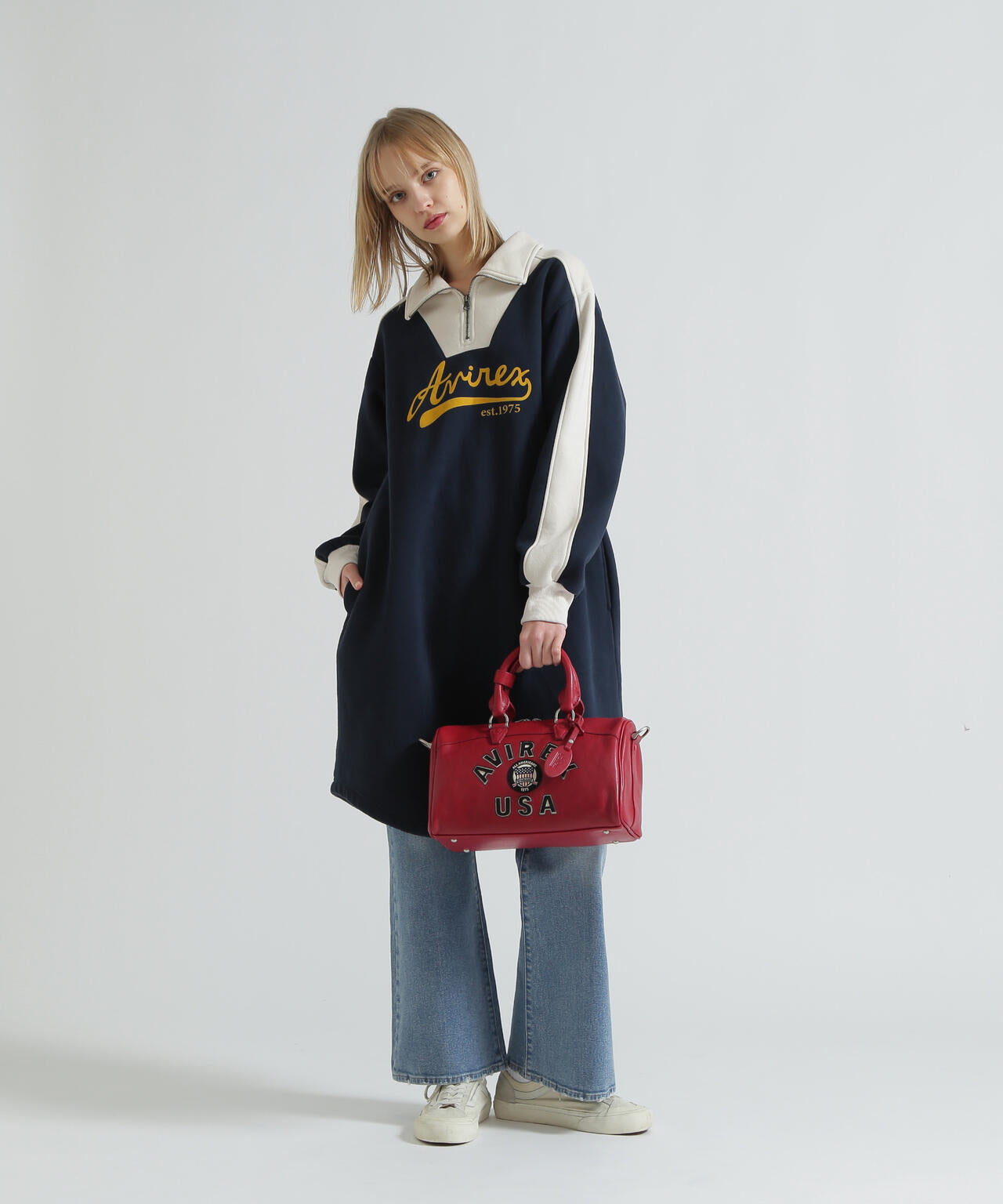 VARSITY LEATHER MINI DUFFLE BAG/バーシティーミニダッフルバッグ