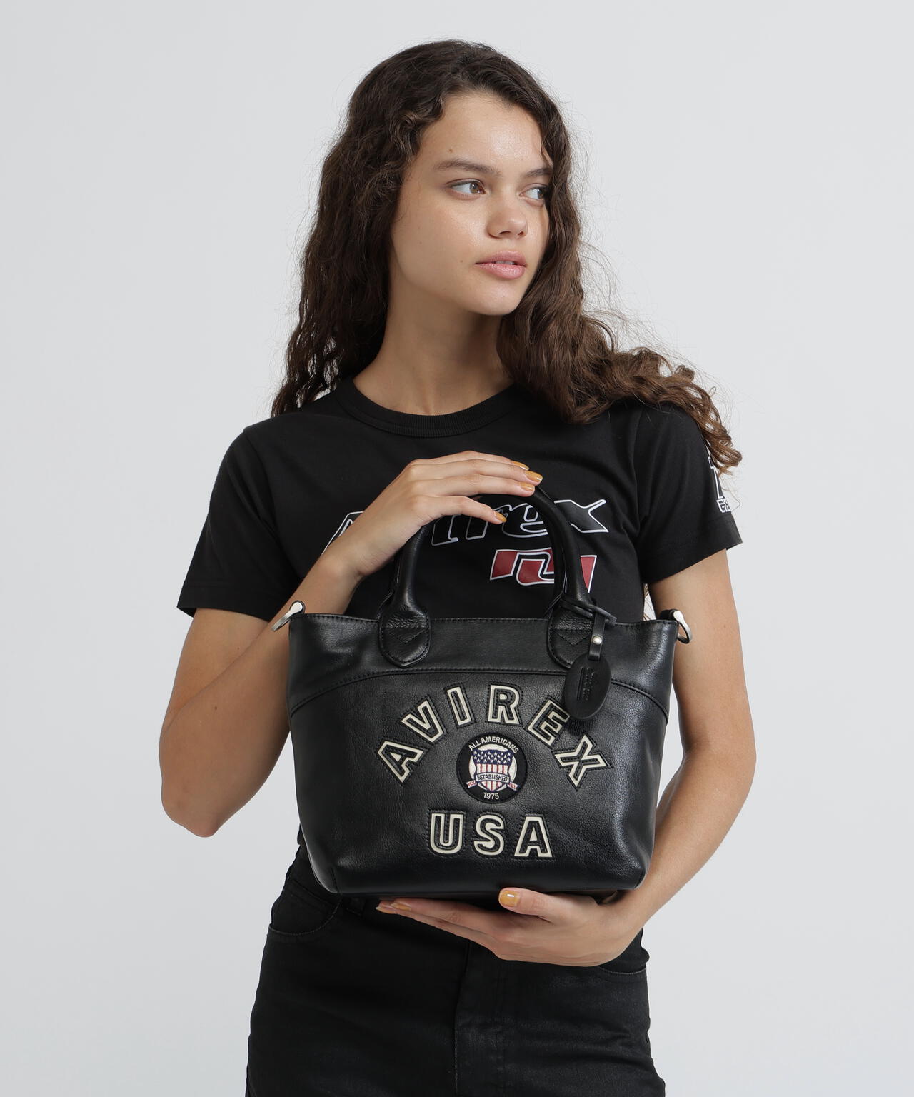 VARSITY LEATHER MINI TOTE BAG / AVX5626