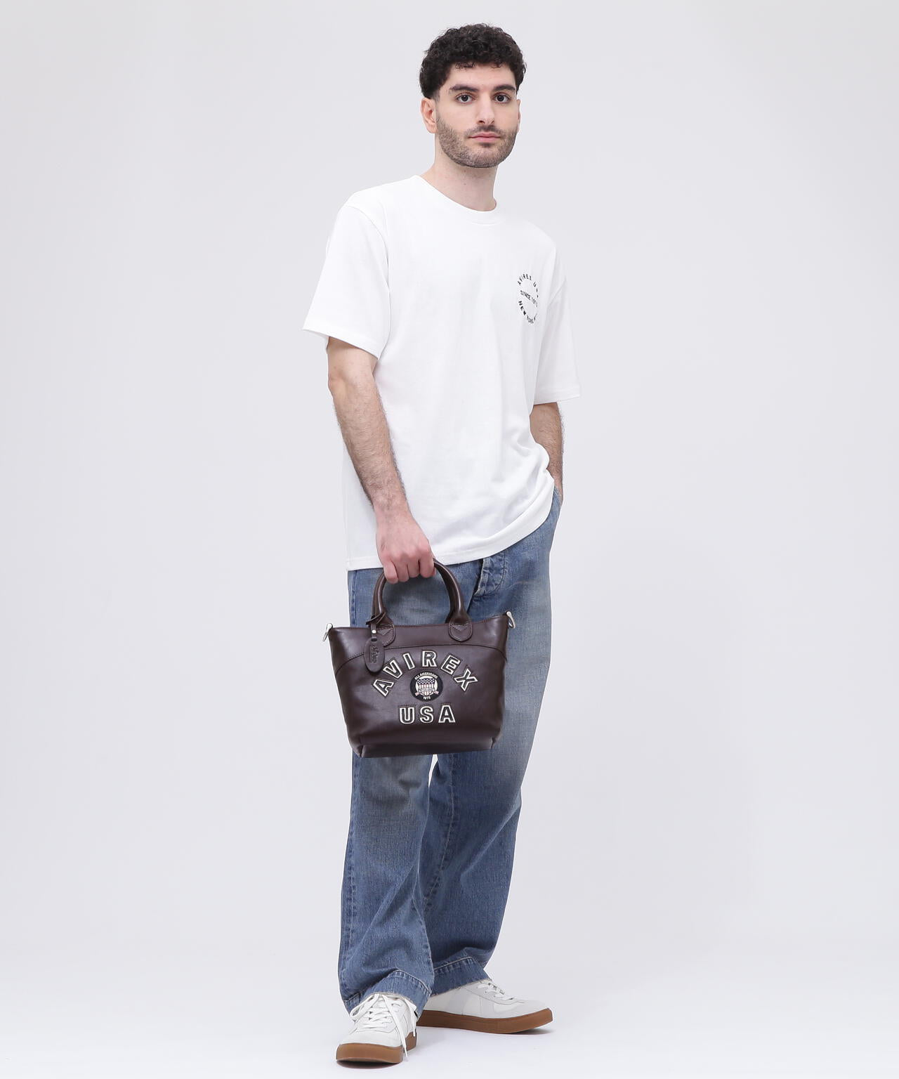 VARSITY LEATHER MINI TOTE BAG / AVX5626