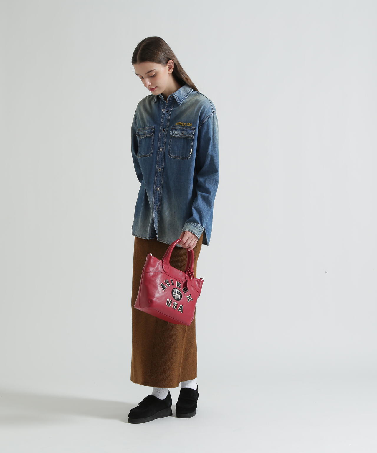 VARSITY LEATHER MINI TOTE BAG / AVX5626