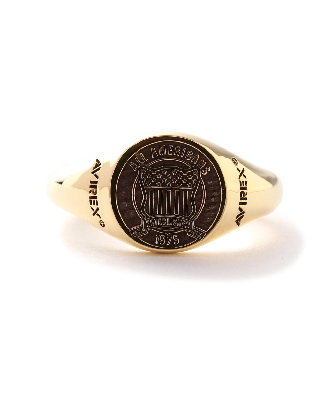 《AVIREXby J.H.M CO.，LTD. 》"VARSITY" SIGNATURE RING GOLD PLATED /