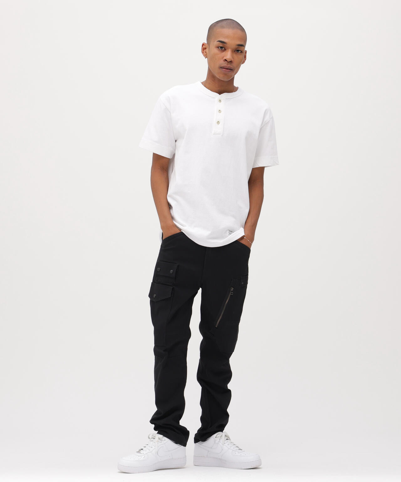 STRETCH HERRINGBONE CARGO PANTS