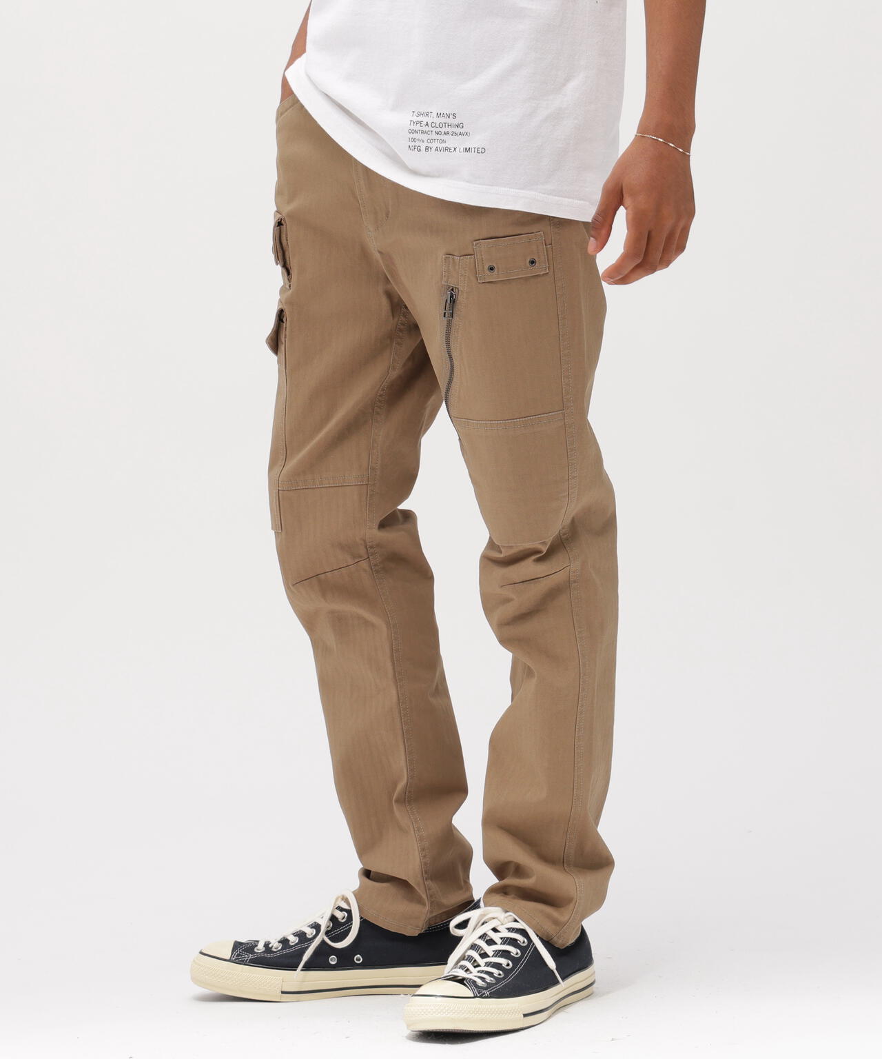STRETCH HERRINGBONE CARGO PANTS