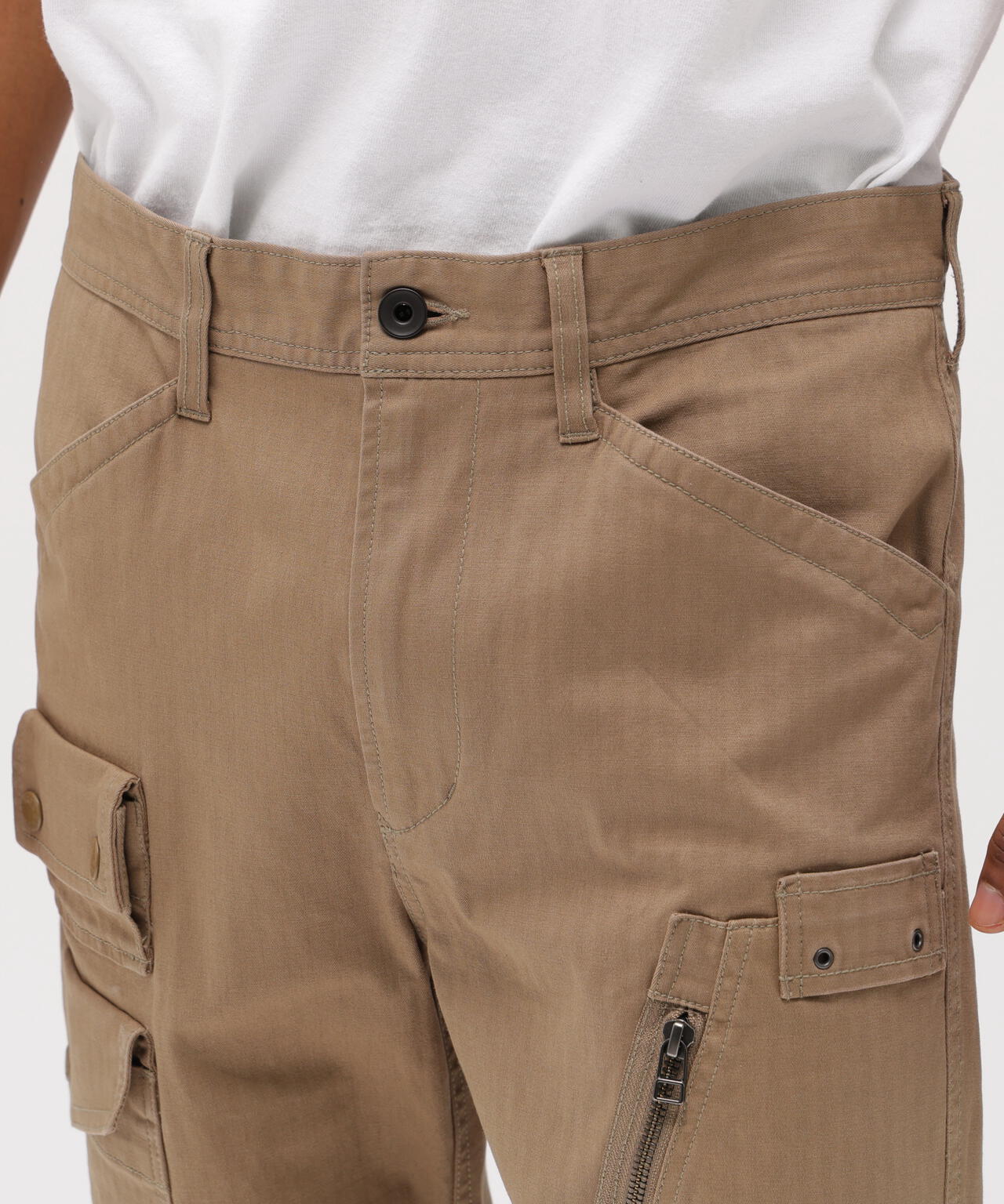 STRETCH HERRINGBONE CARGO PANTS