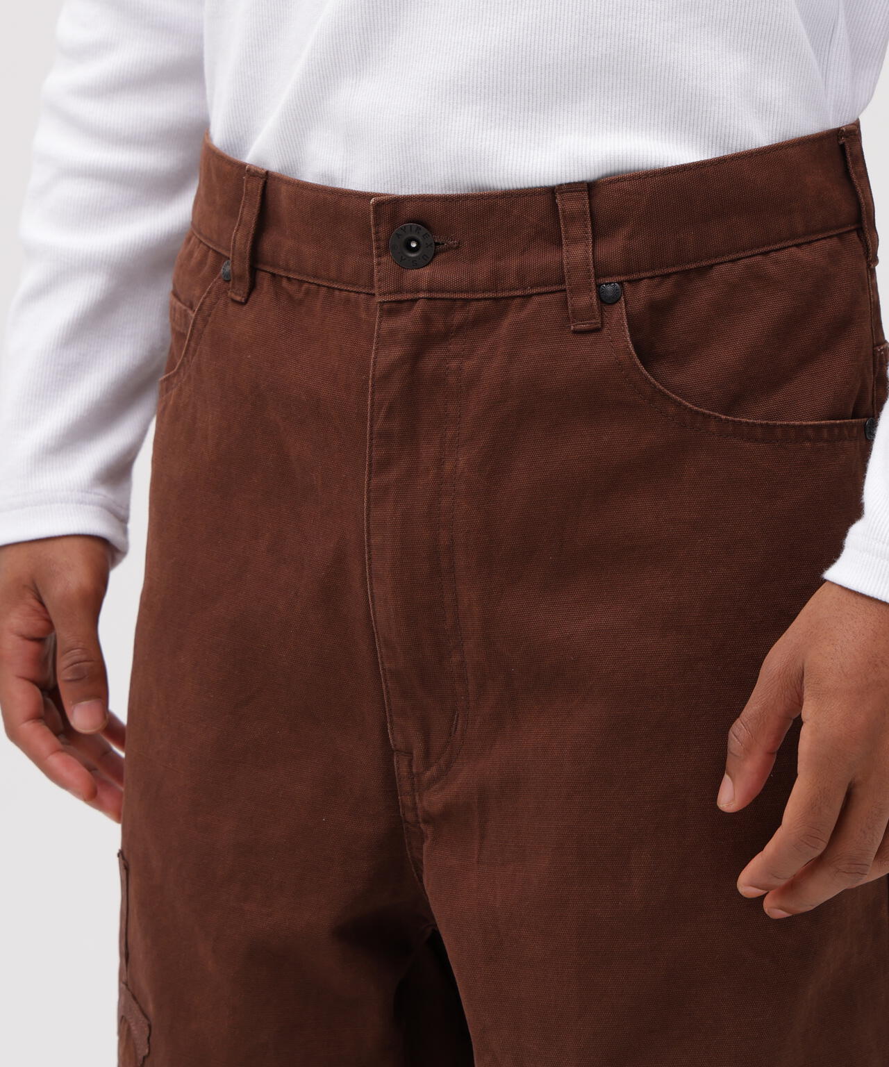 LEATHER PATCH DUCK DOUBLE KNEE PANTS