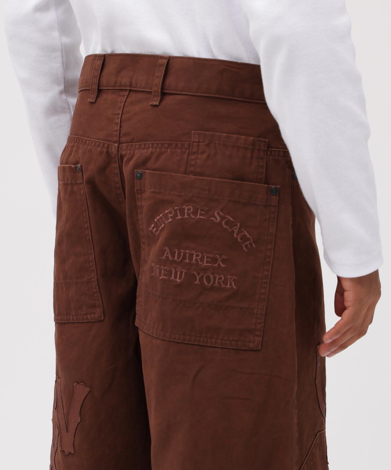 LEATHER PATCH DUCK DOUBLE KNEE PANTS