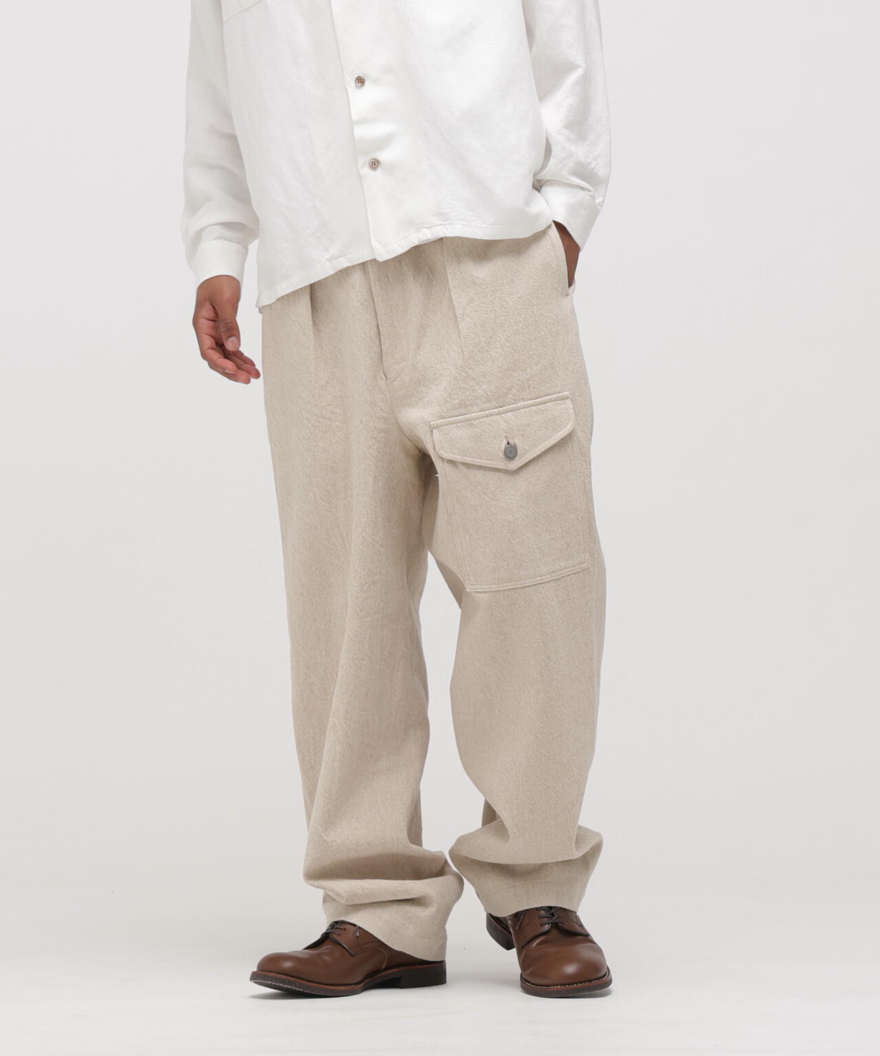 ★TFQP by HANDROOM LINEN GABARDINE MECHANIC PANT