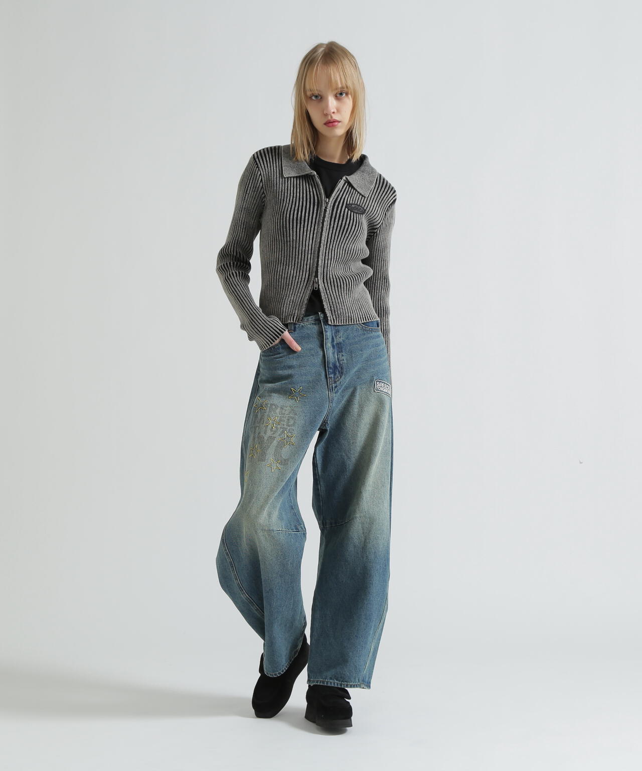 WAPPEN BARREL LEG DENIM PANTS