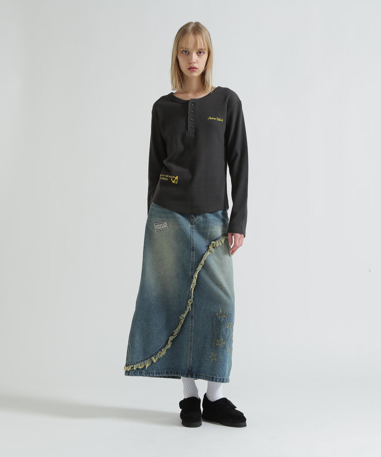 WAPPEN DENIM LONG SKIRT