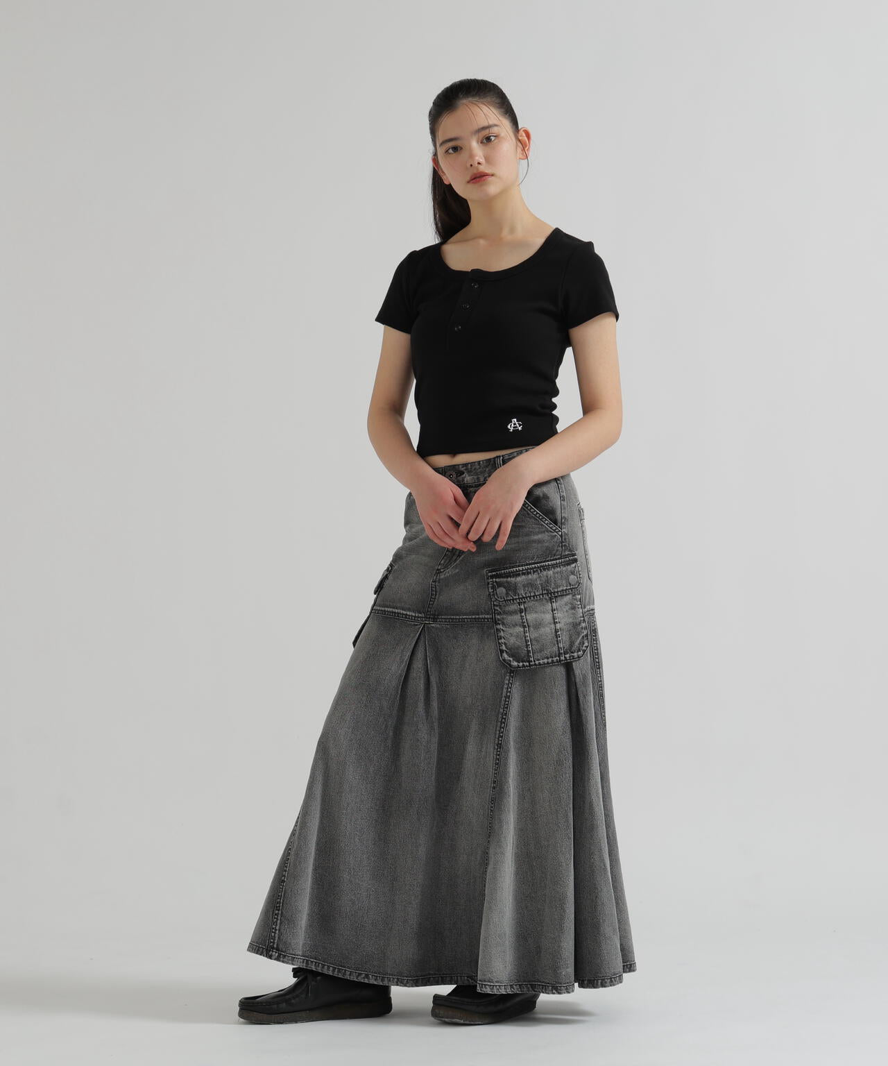 DENIM MERMAID CARGO SKIRT