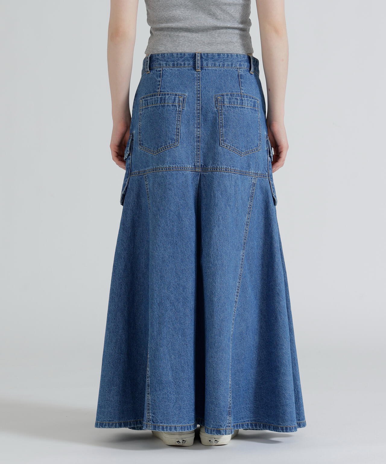 DENIM MERMAID CARGO SKIRT