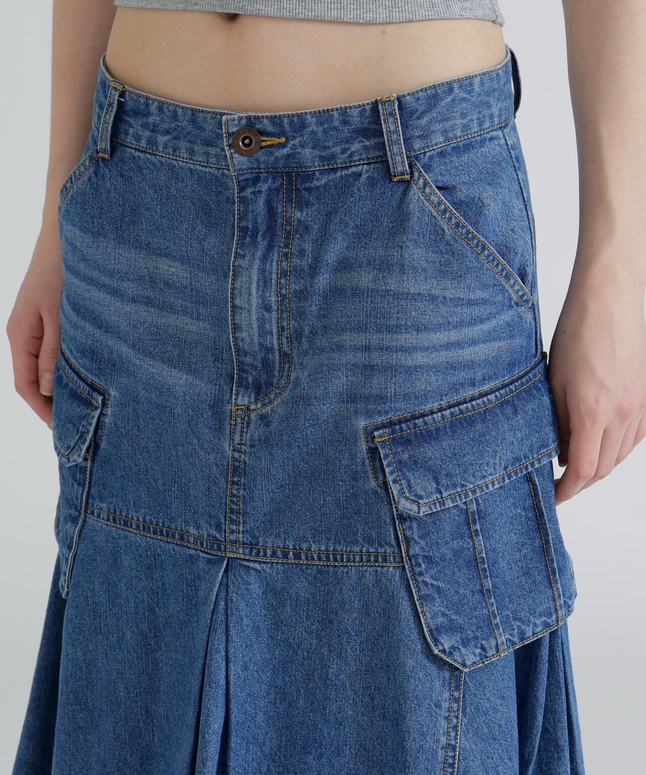 DENIM MERMAID CARGO SKIRT