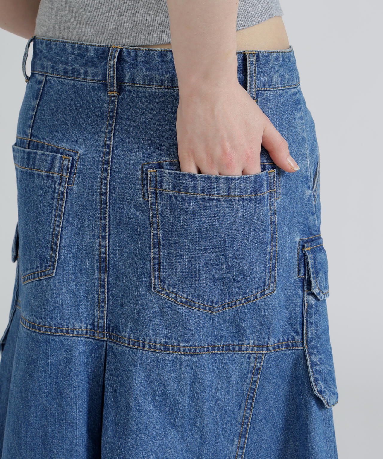 DENIM MERMAID CARGO SKIRT