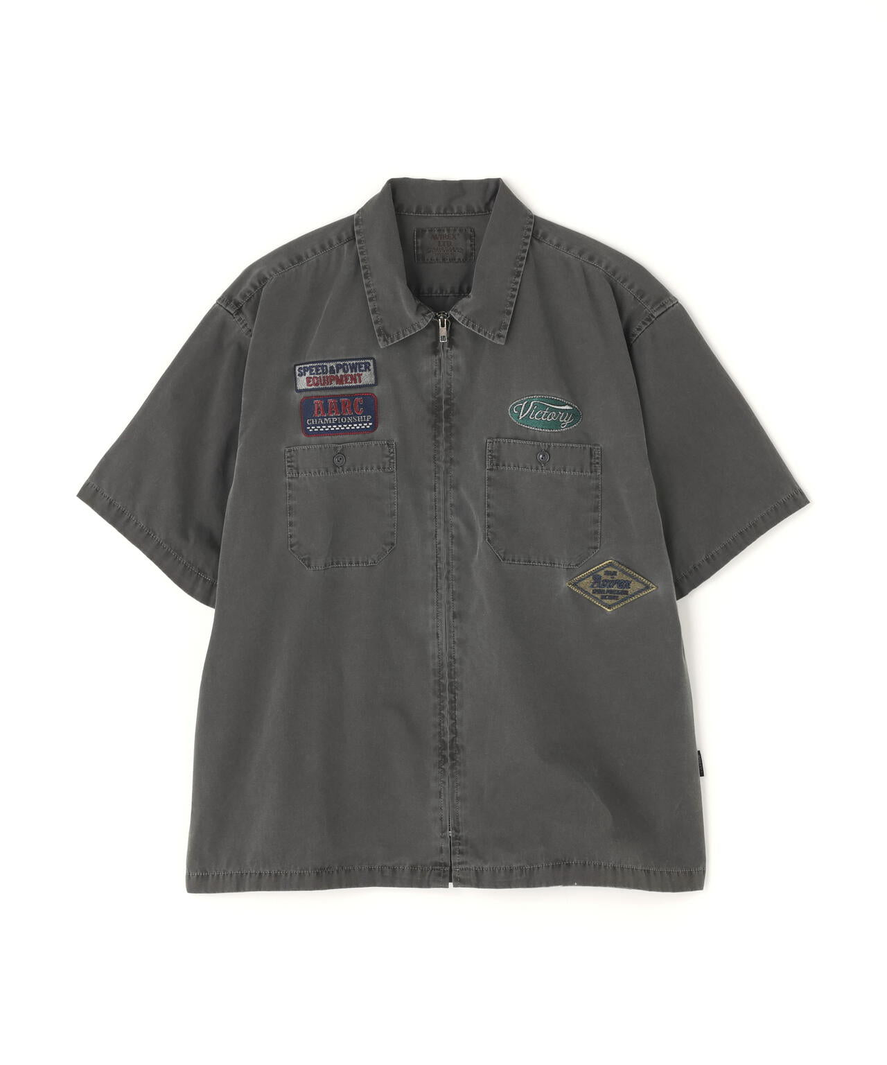 《A.A.R.C》FADED PATCHED S/S ZIP WORK SHIRT