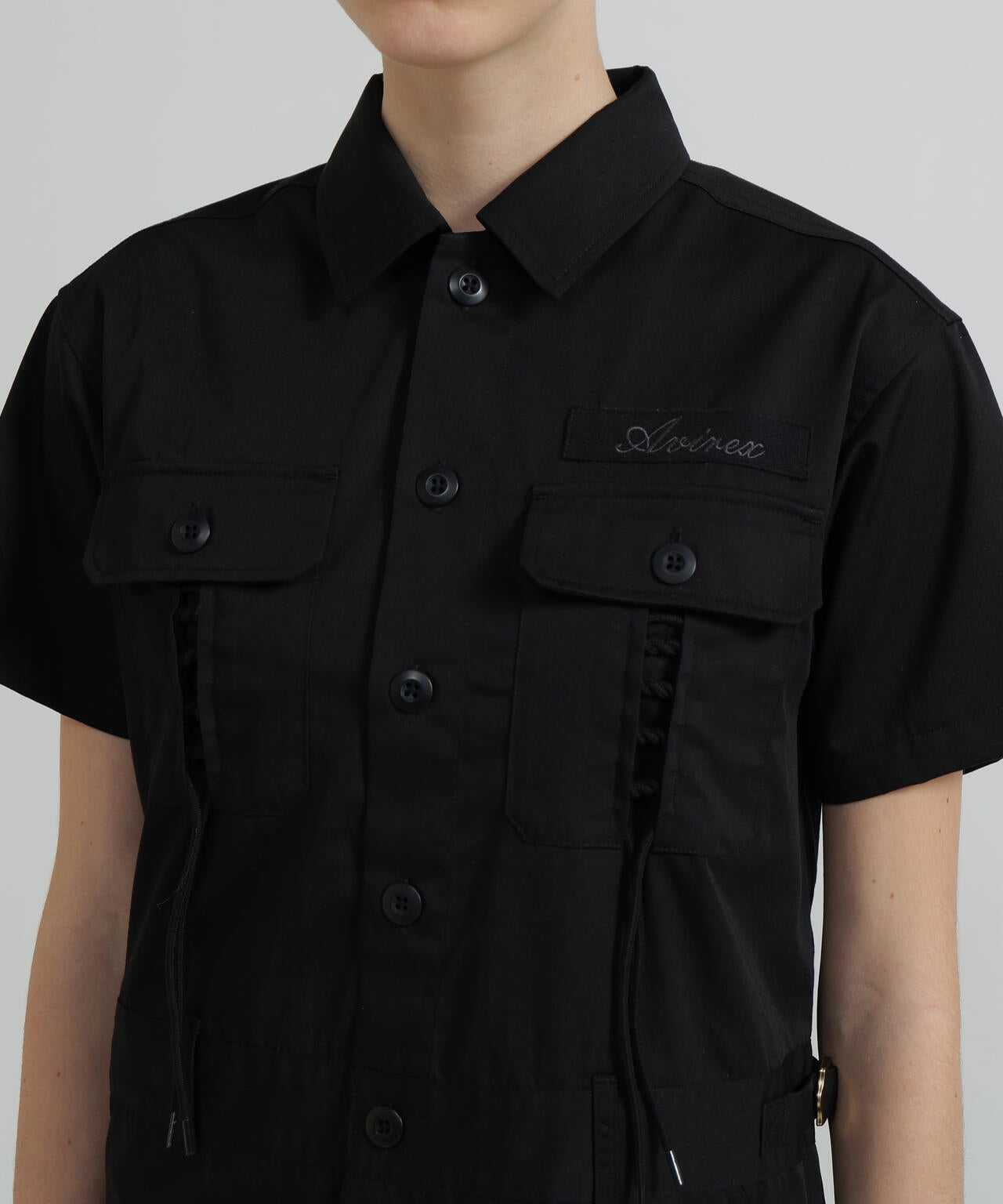 SHORT-SLEEVE MILITARY MINI SHIRT DRESS