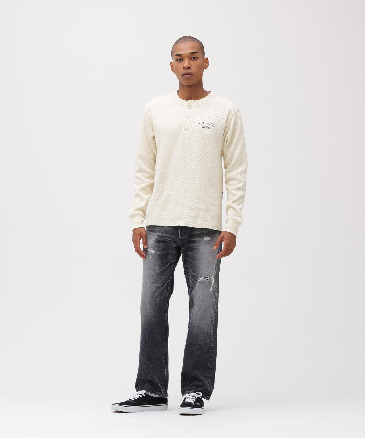 《直営店限定》HONEYCOMB HENLEY NECK L/S T-SHIRT
