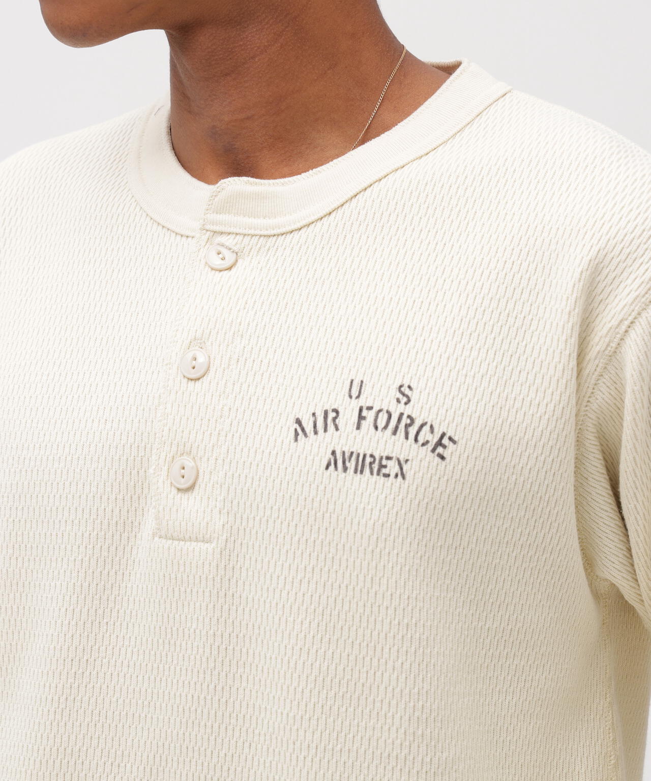 《直営店限定》HONEYCOMB HENLEY NECK L/S T-SHIRT