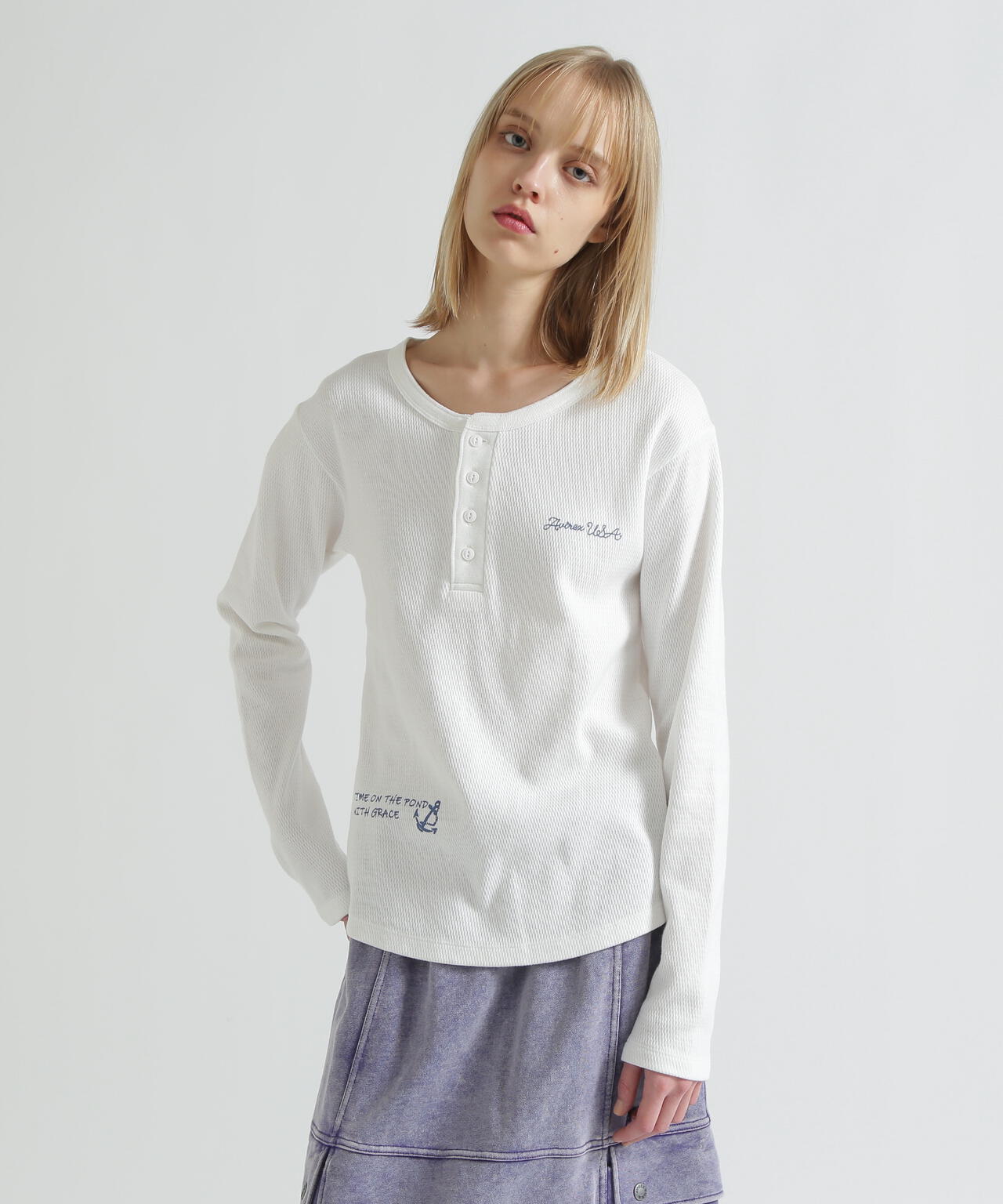 《WOMAN》HONEYCOMB WAFFLE HENLEY