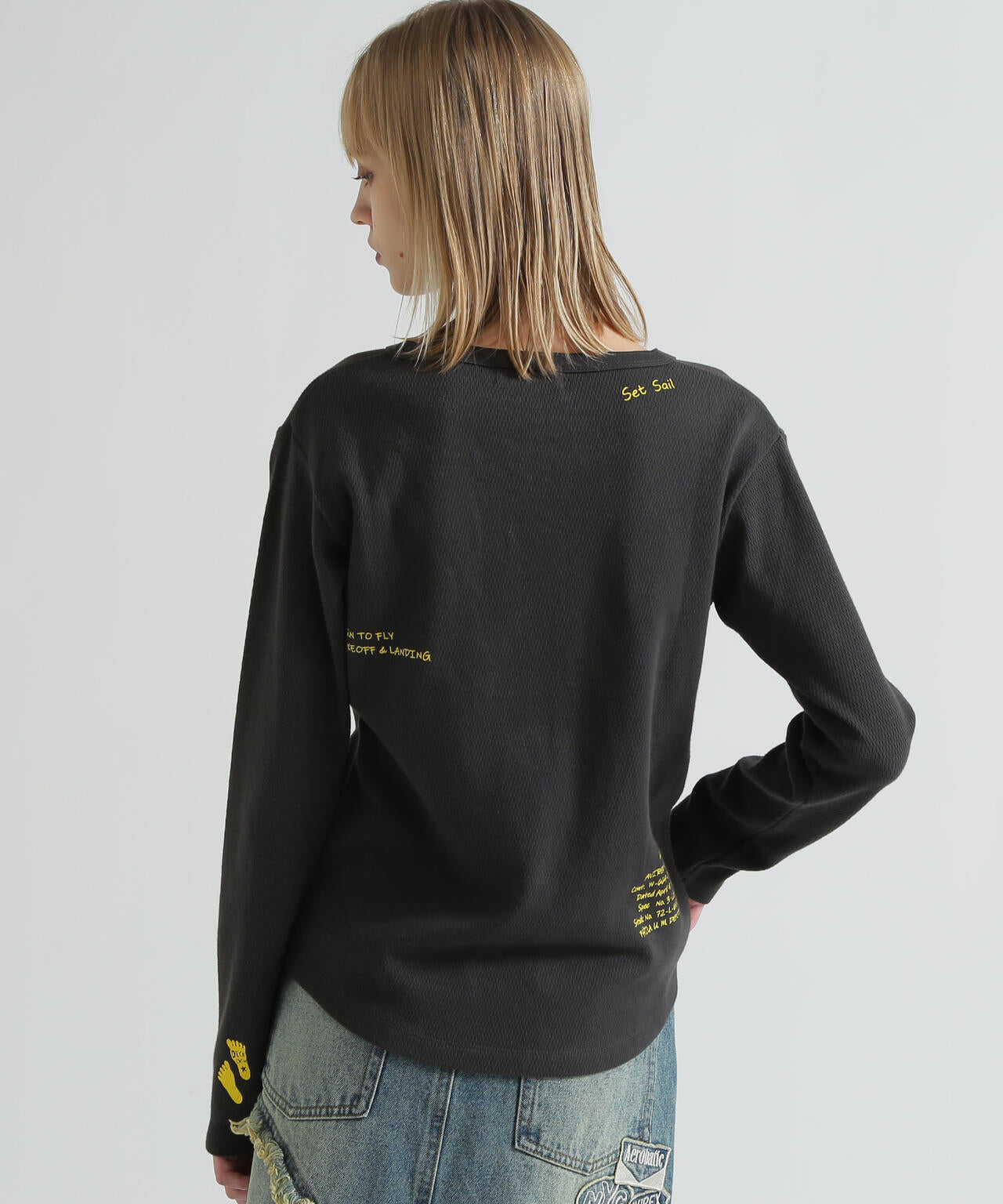 《WOMAN》HONEYCOMB WAFFLE HENLEY