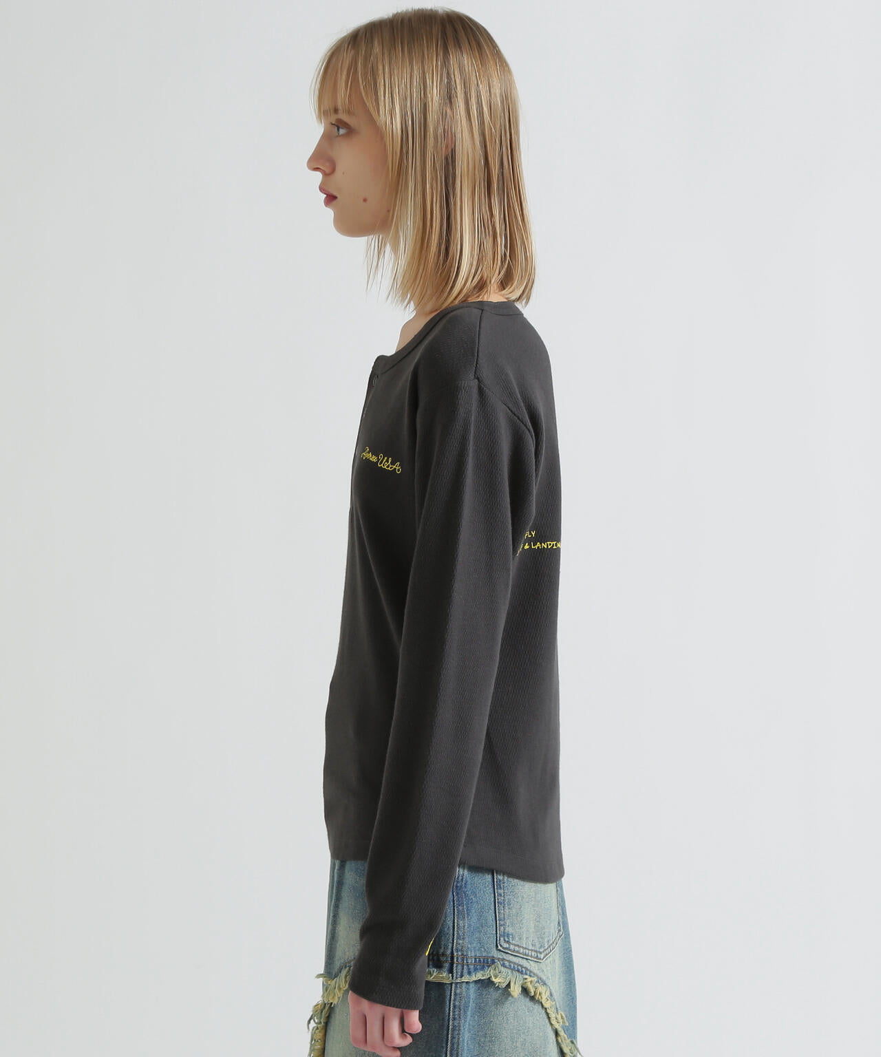 《WOMAN》HONEYCOMB WAFFLE HENLEY