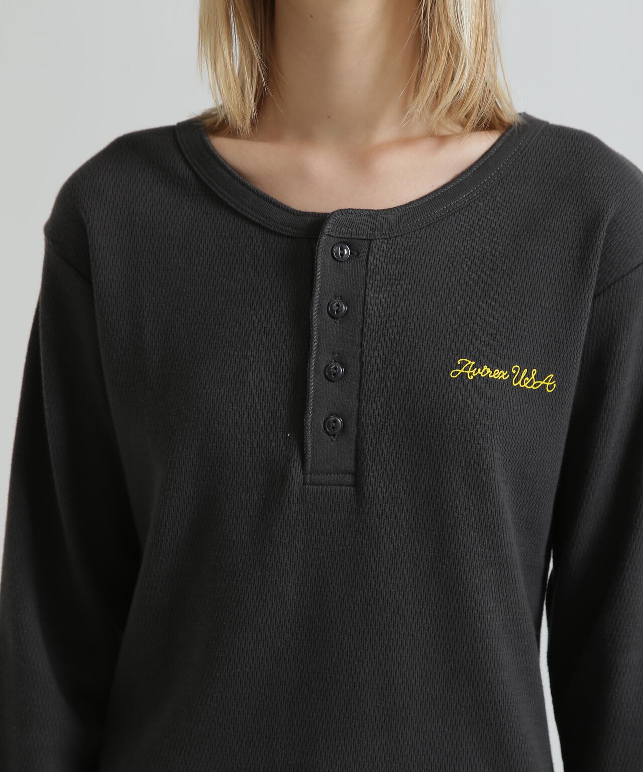 《WOMAN》HONEYCOMB WAFFLE HENLEY
