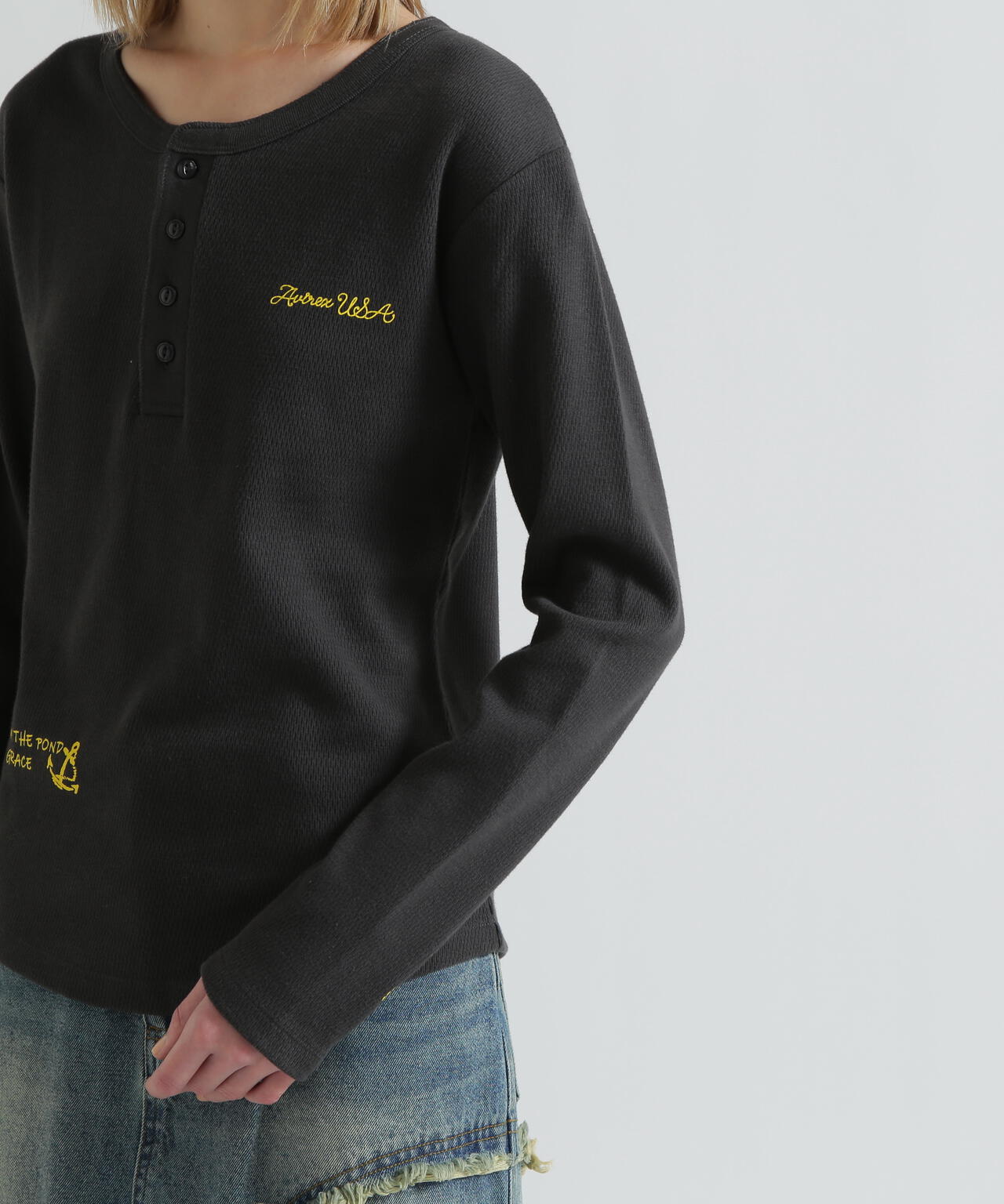 《WOMAN》HONEYCOMB WAFFLE HENLEY