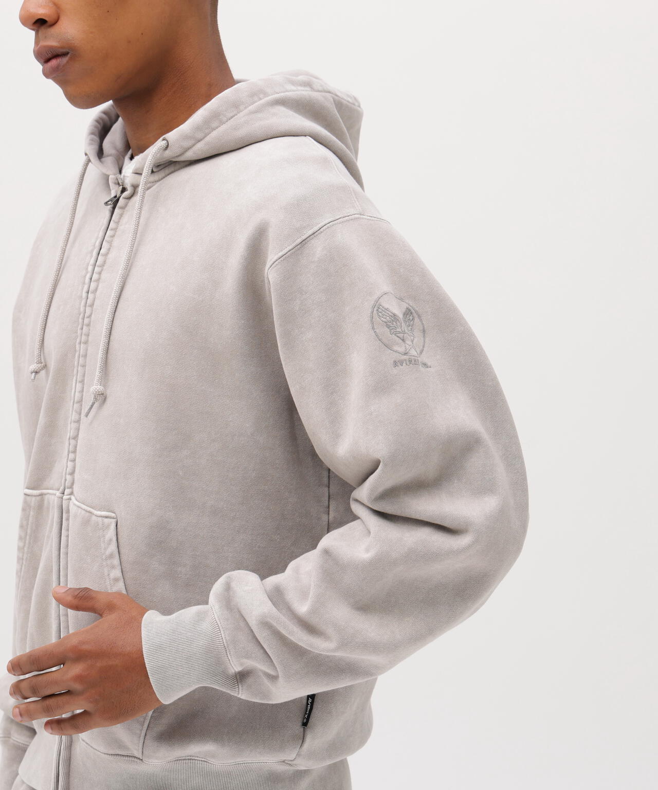 ACID WASH ZIP UP HOODIE