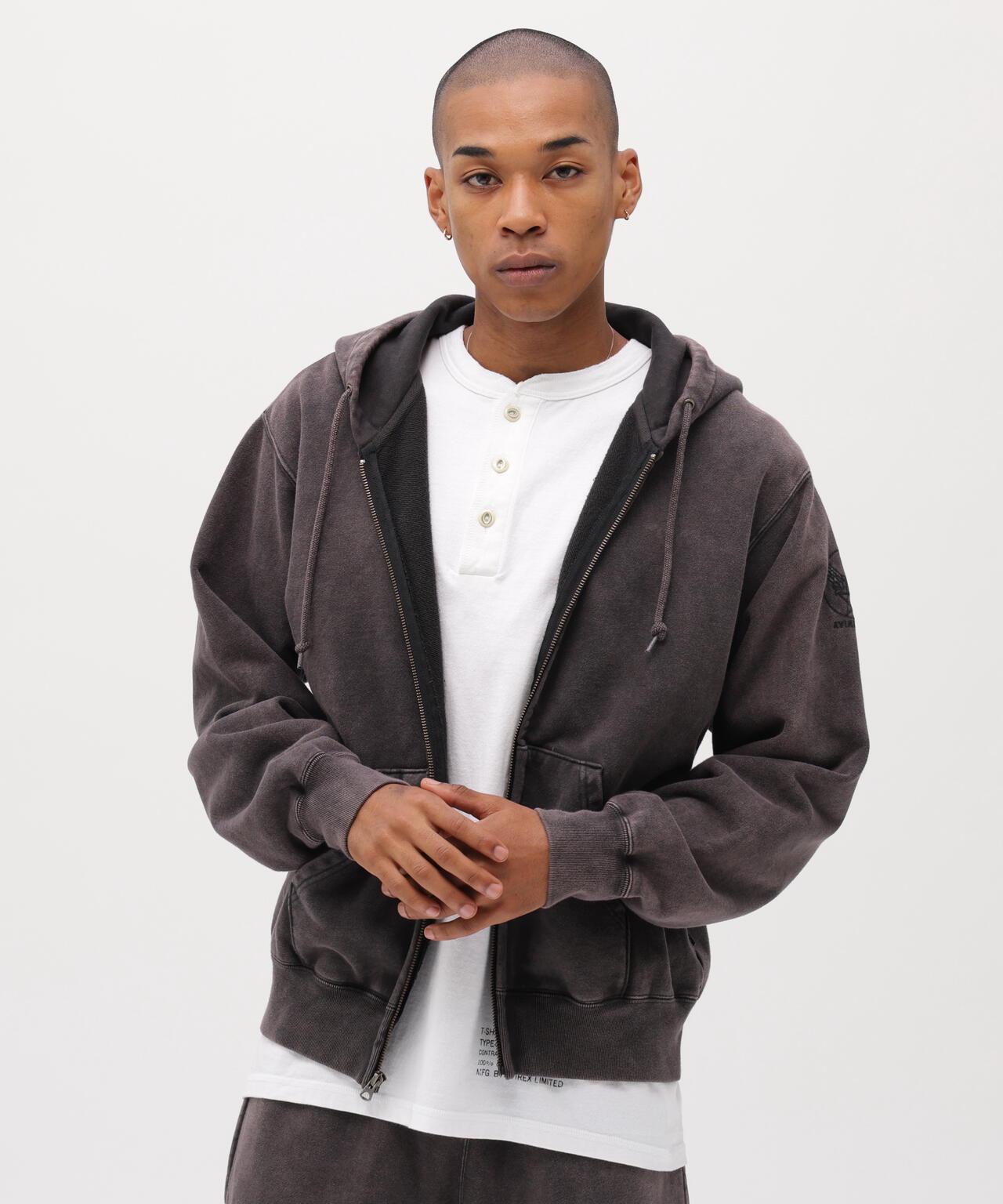 ACID WASH ZIP UP HOODIE