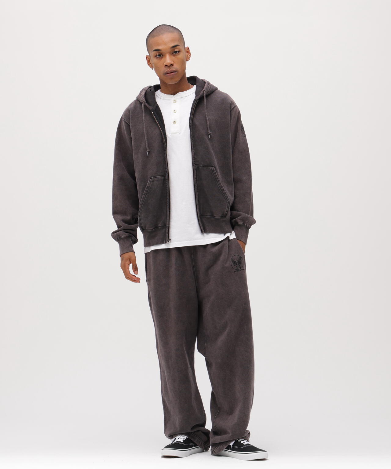 ACID WASH ZIP UP HOODIE