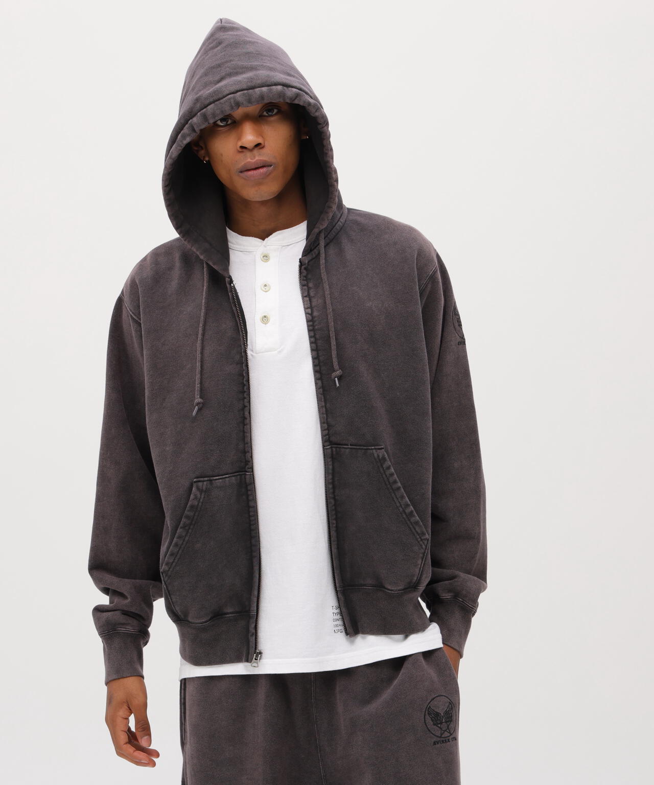 ACID WASH ZIP UP HOODIE