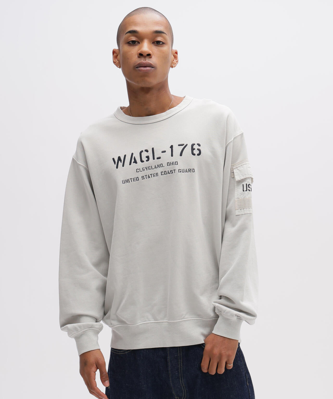 FADED MIL.POCKET CREWNECK SWEAT
