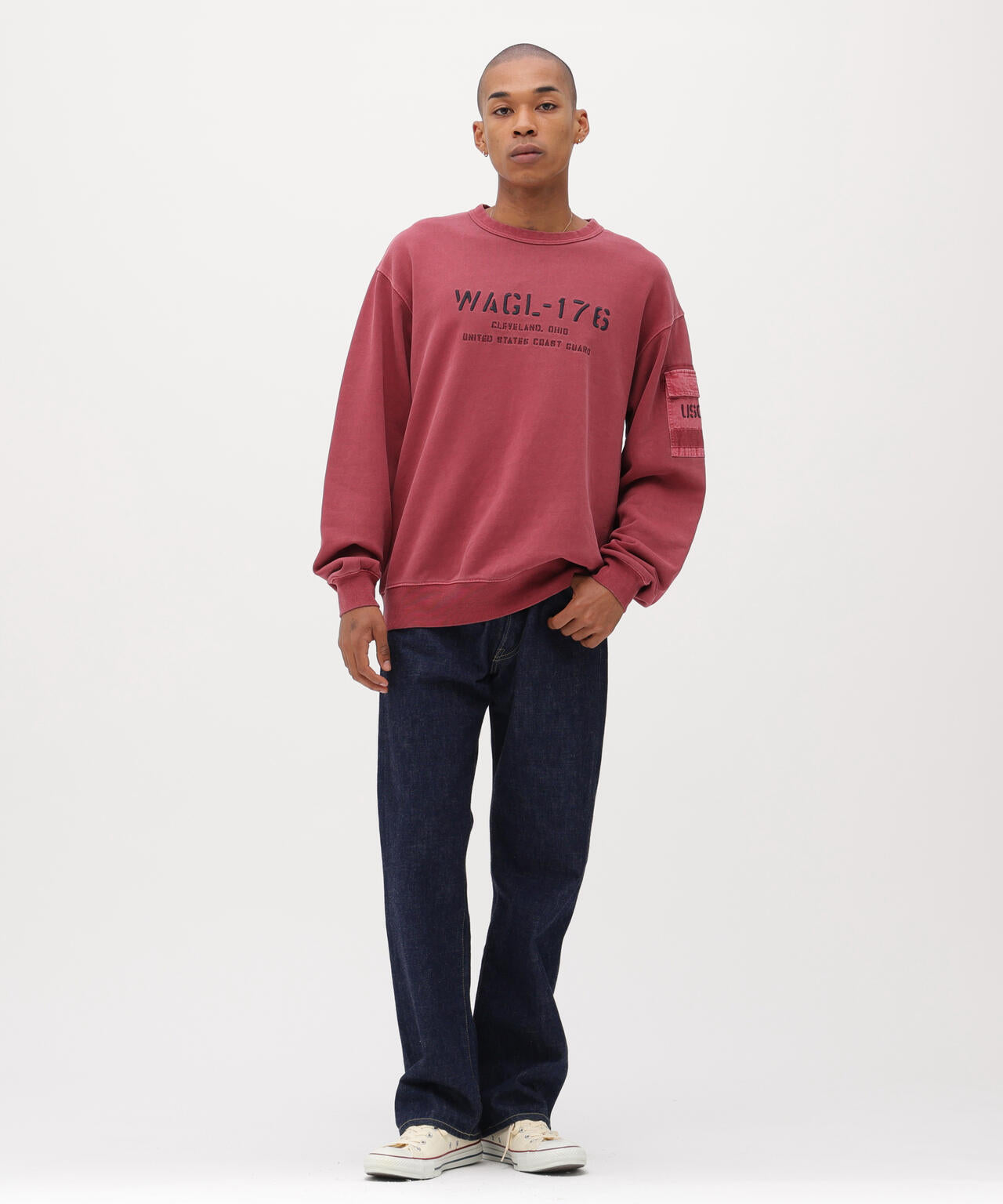 FADED MIL.POCKET CREWNECK SWEAT