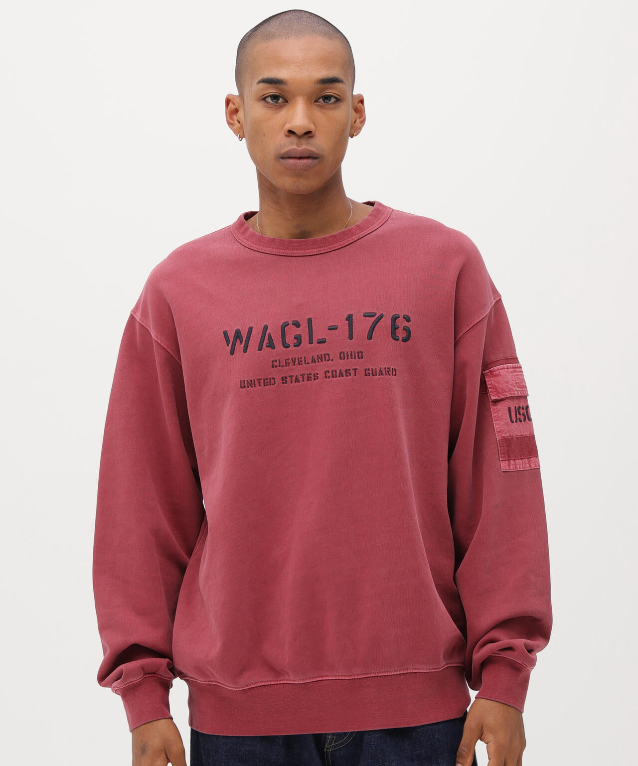 FADED MIL.POCKET CREWNECK SWEAT
