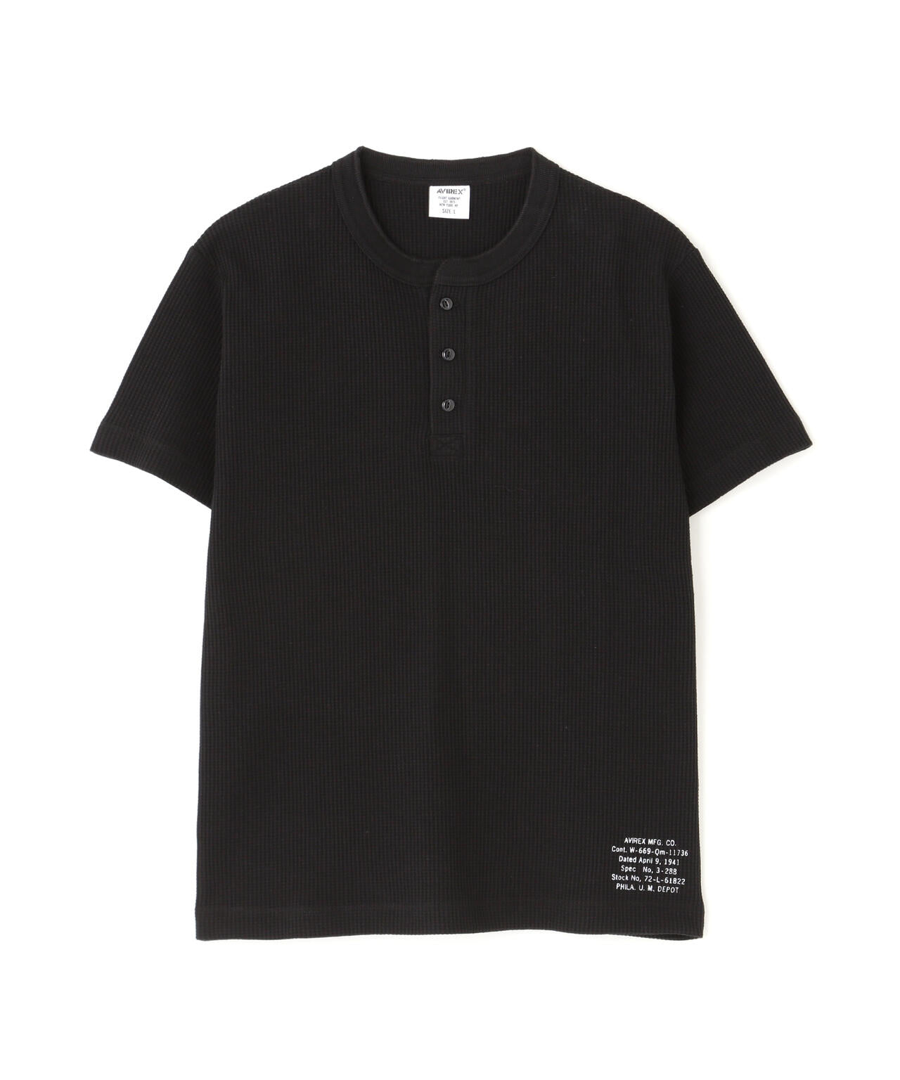 MINI WAFFLE HENRY NECK T-SHIRT ”STENCIL”