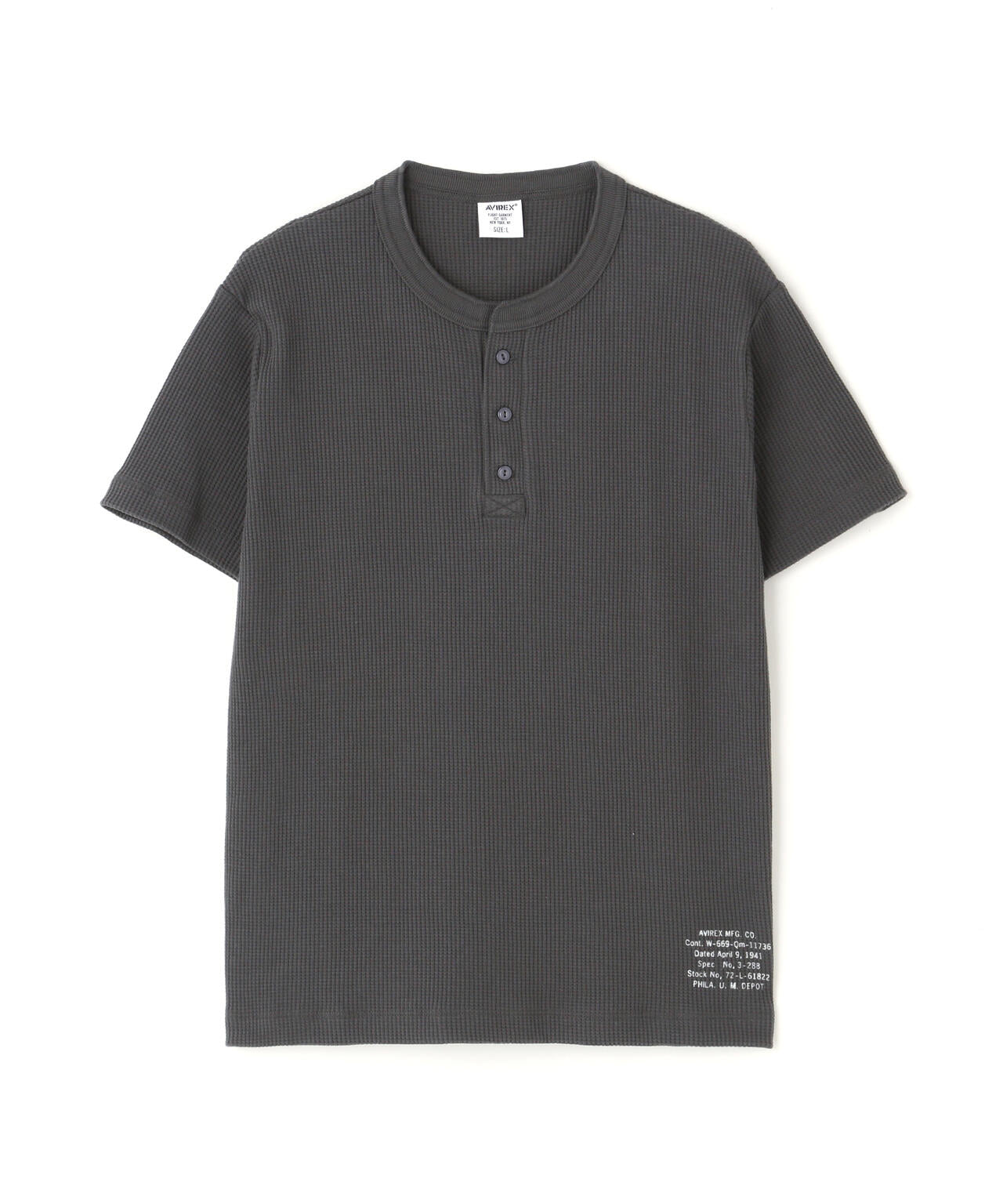 MINI WAFFLE HENRY NECK T-SHIRT ”STENCIL”