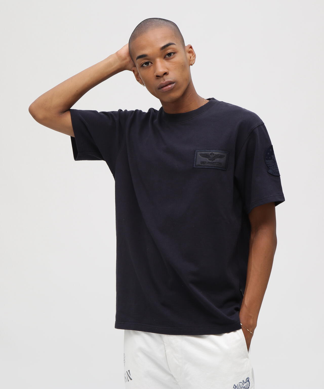 《直営店限定》S/S TOPGUN LEATHER PATCHED T-SHIRT