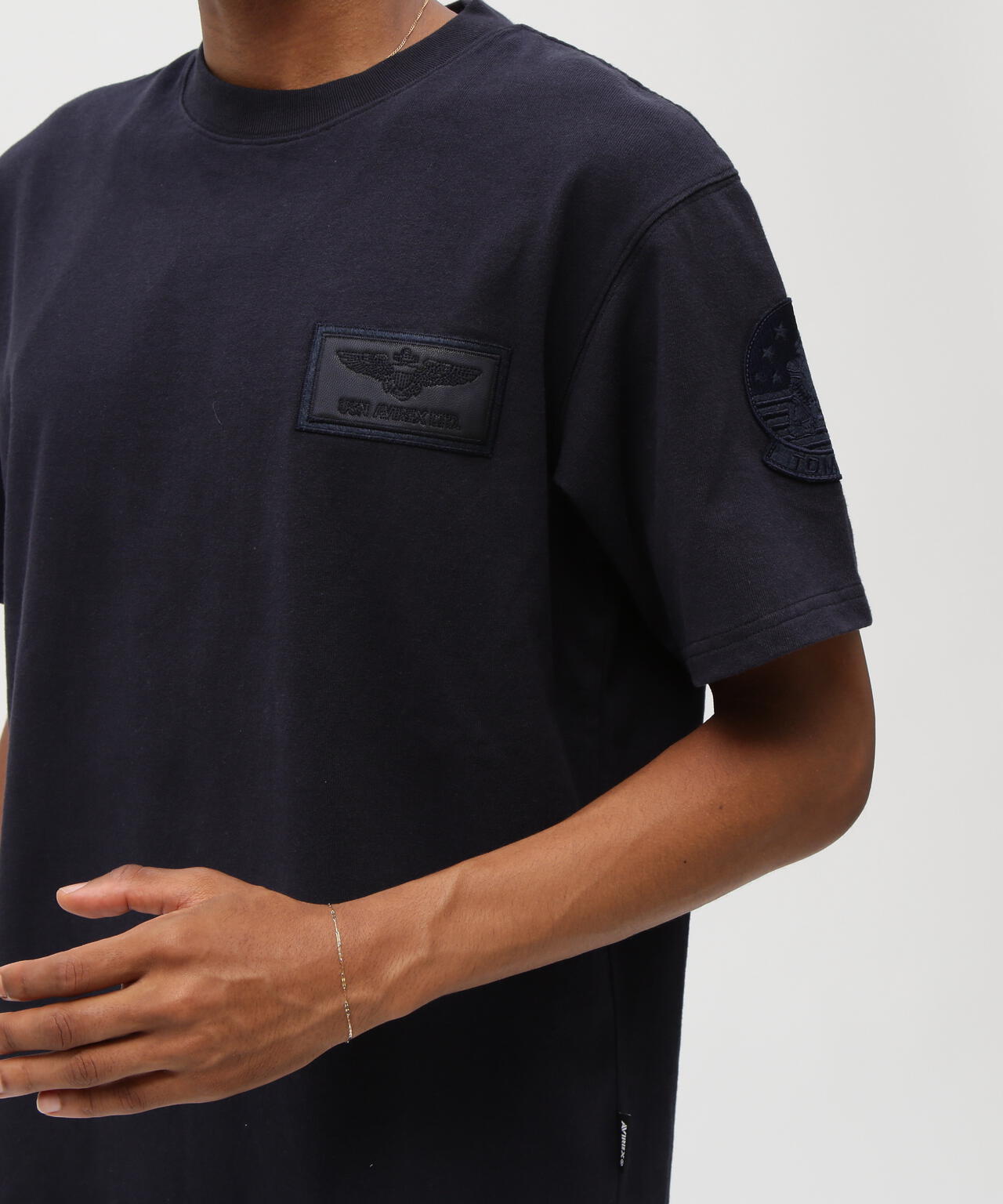 《直営店限定》S/S TOPGUN LEATHER PATCHED T-SHIRT