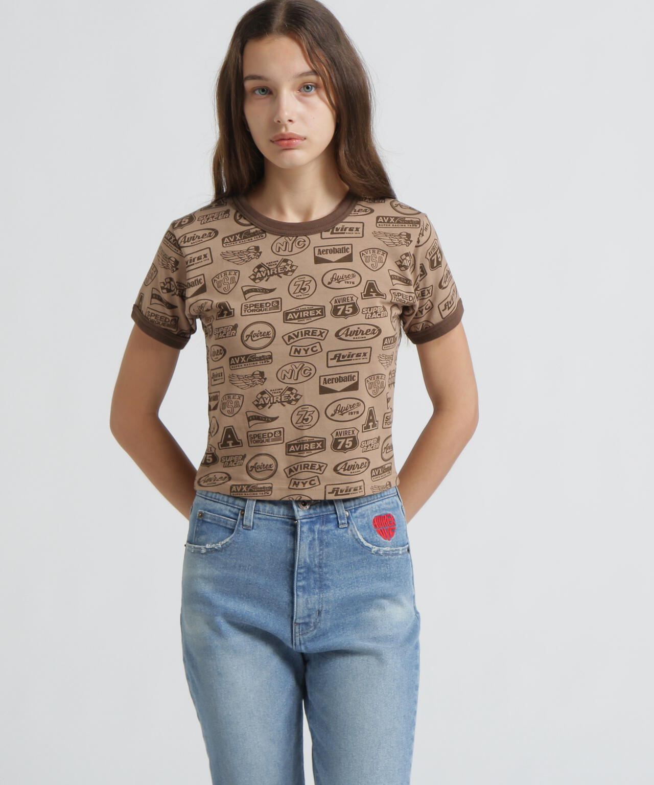 《直営店限定》S/S RINGER PATCH MOTIF FULL PRINT T-SHIRT