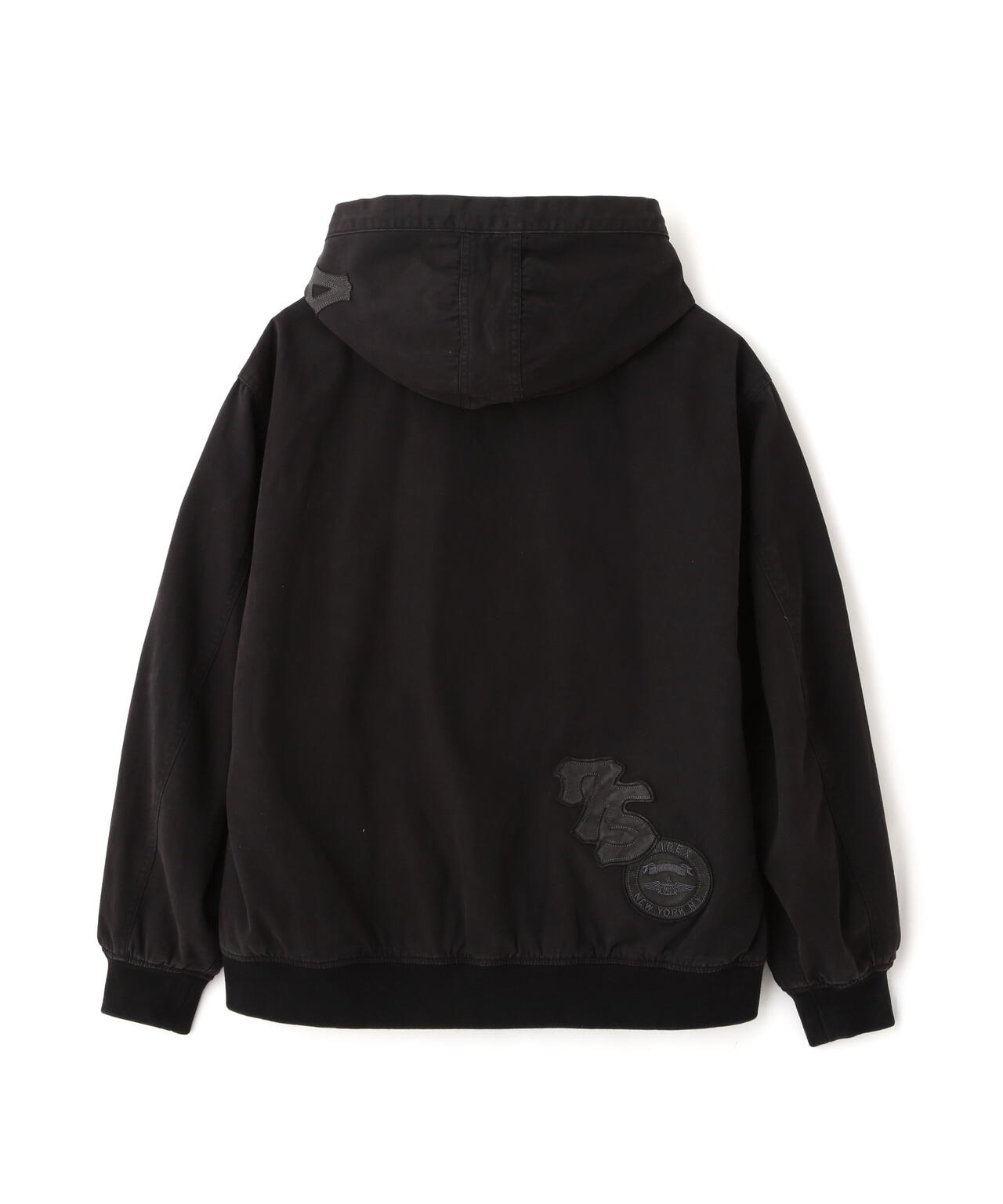 LEATHER PATCH DUCK HOOD JACKET