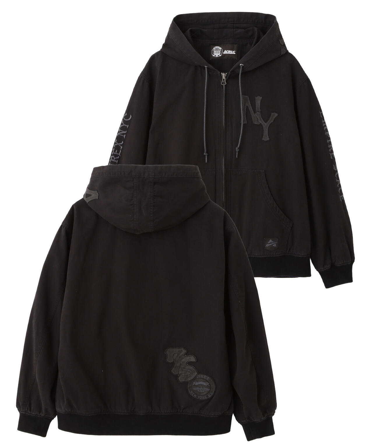 LEATHER PATCH DUCK HOOD JACKET