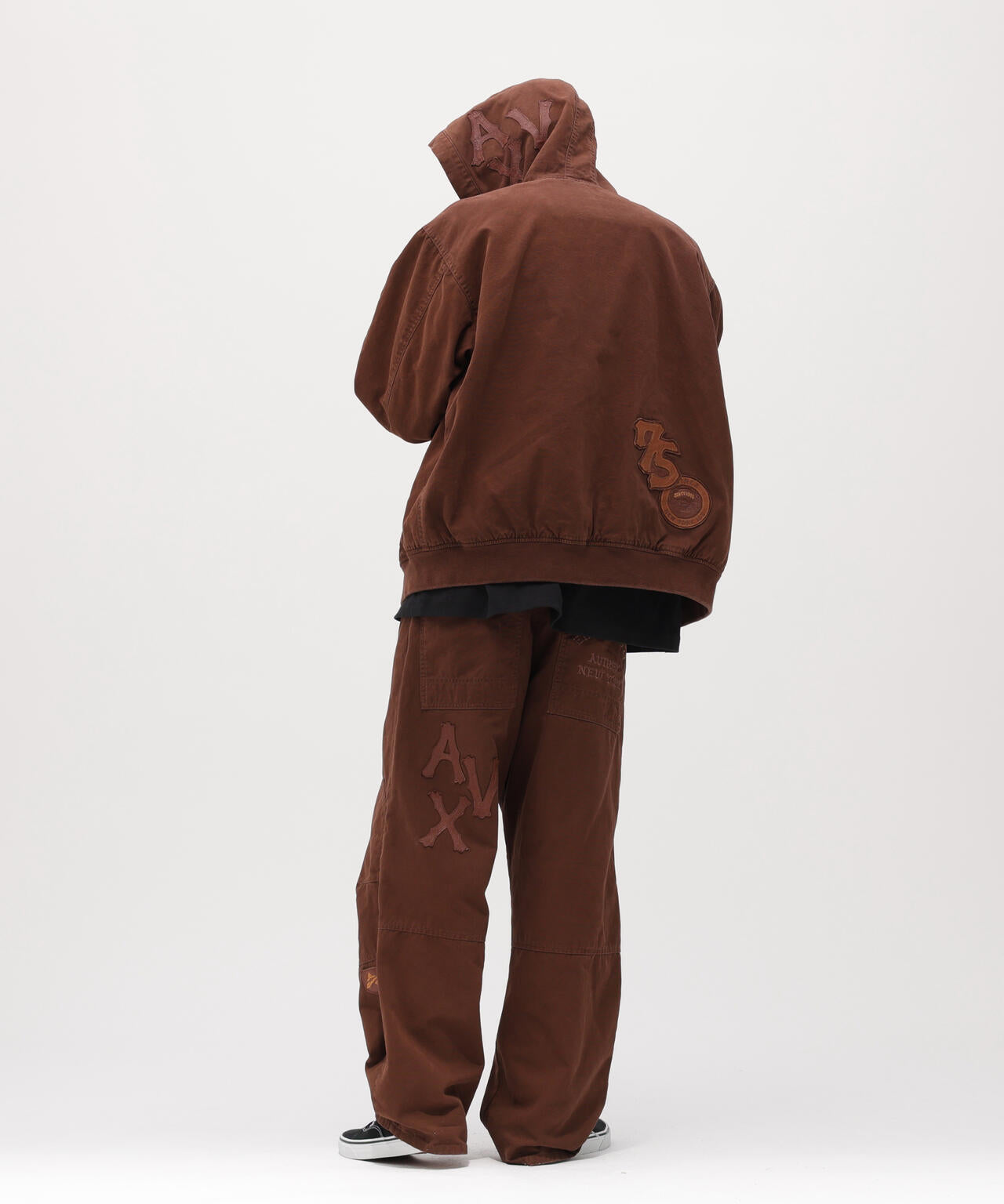 LEATHER PATCH DUCK HOOD JACKET